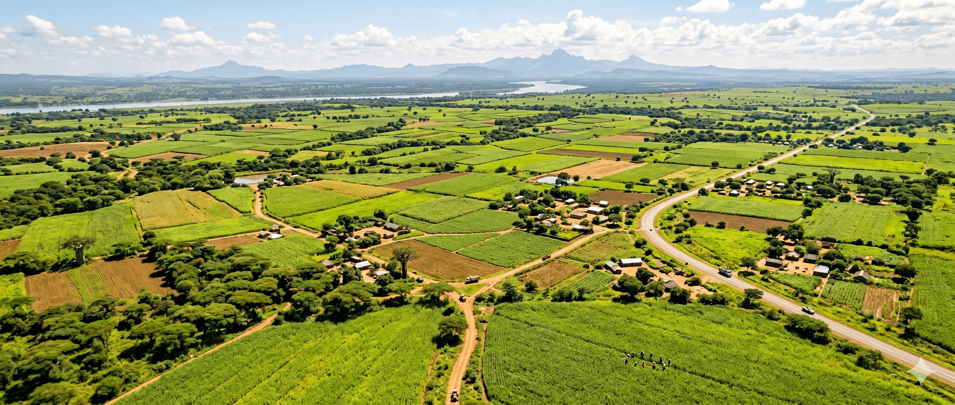 Lush African agricultural farmland